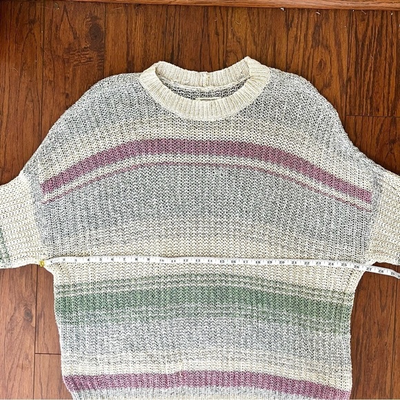 American Eagle Oversized Slouchy Knit Stripe Purple Blue Crewneck Sweater XL - Picture 12 of 14